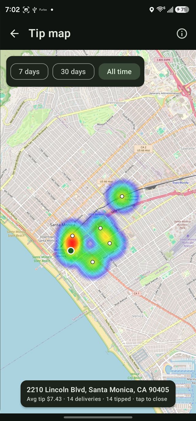 Tipper tip heatmap showing where the good tippers are