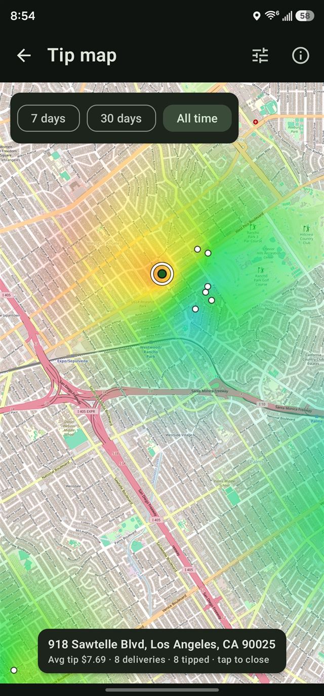 Tip heatmap showing where the good tippers are