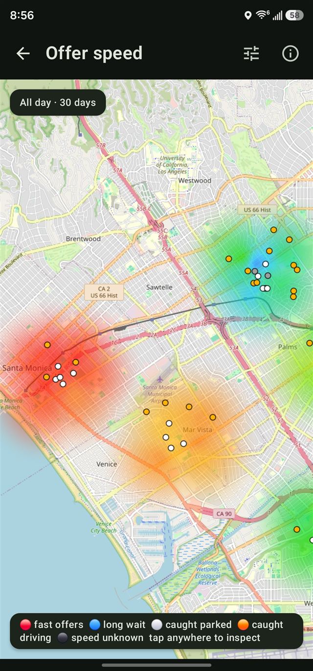 Offer speed map showing where offers come fast