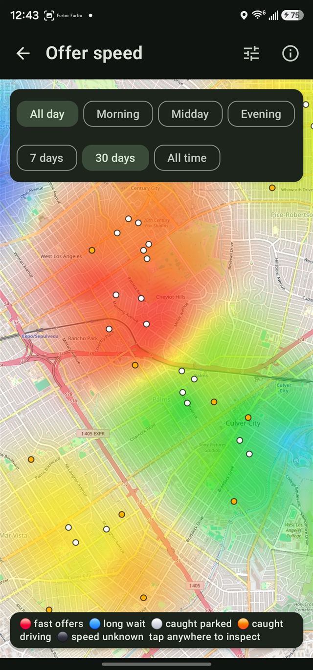 Offer speed map showing where offers come fast